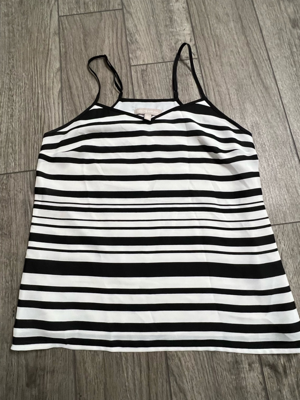 Banana Republic Black & White Striped Spaghetti Strap Cami